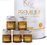 KRX Aesthetics PREMIUM BIO PLACENTA AMPOULE Гелевий бустер-концентрат з 5-ма клітинними факторами росту, гіалуронової кислоти та вітамінами для інтенсивного омолодження всіх типів шкіри 5 ампул х 3 мл